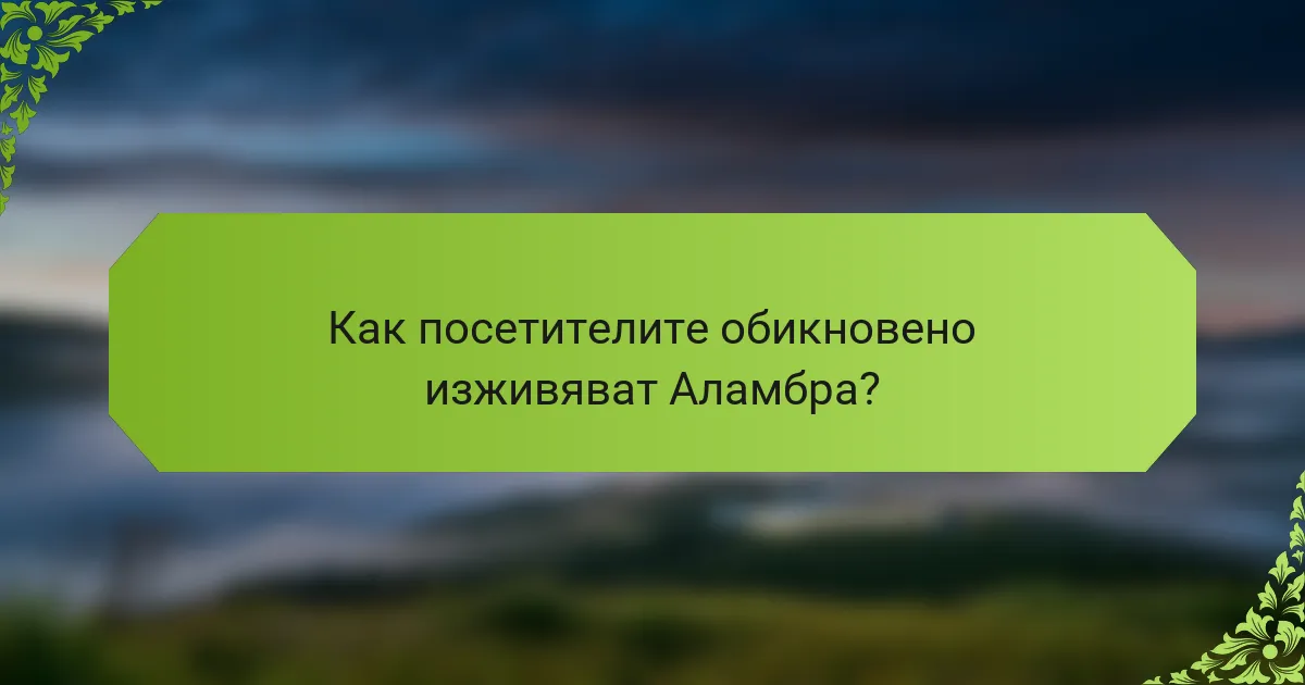 Как посетителите обикновено изживяват Аламбра?