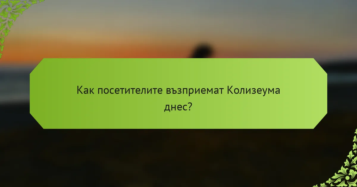 Как посетителите възприемат Колизеума днес?