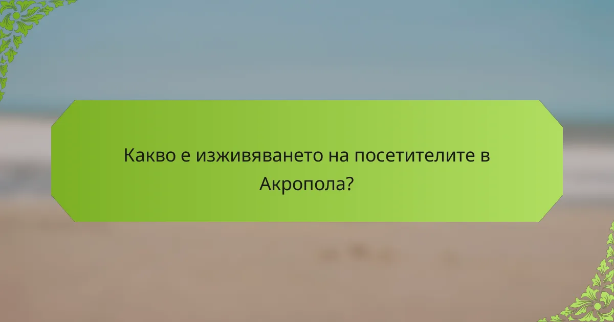 Какво е изживяването на посетителите в Акропола?